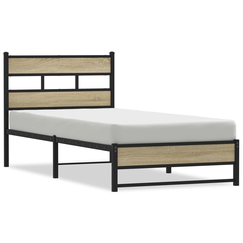 Bedframe zonder matras metaal sonoma eikenkleurig 90x190 cm