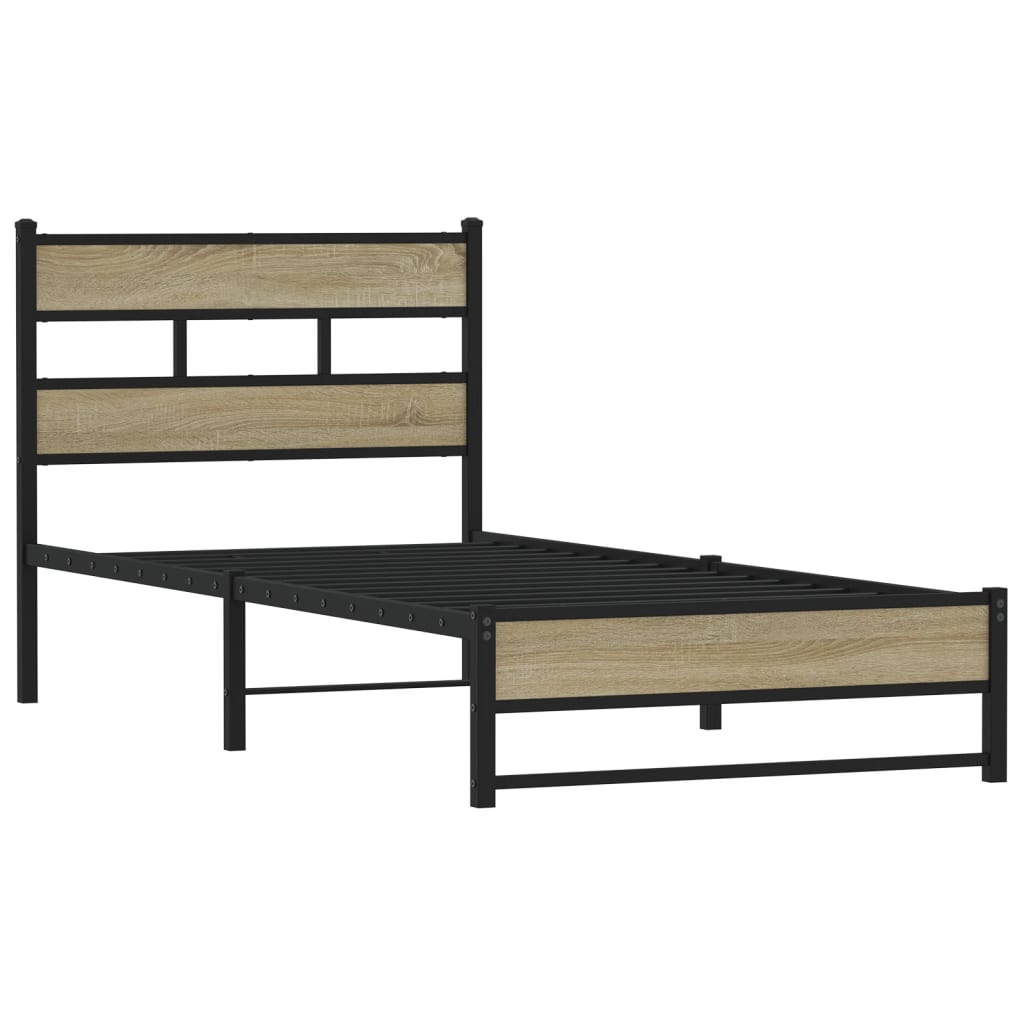 Bedframe zonder matras metaal sonoma eikenkleurig 90x190 cm