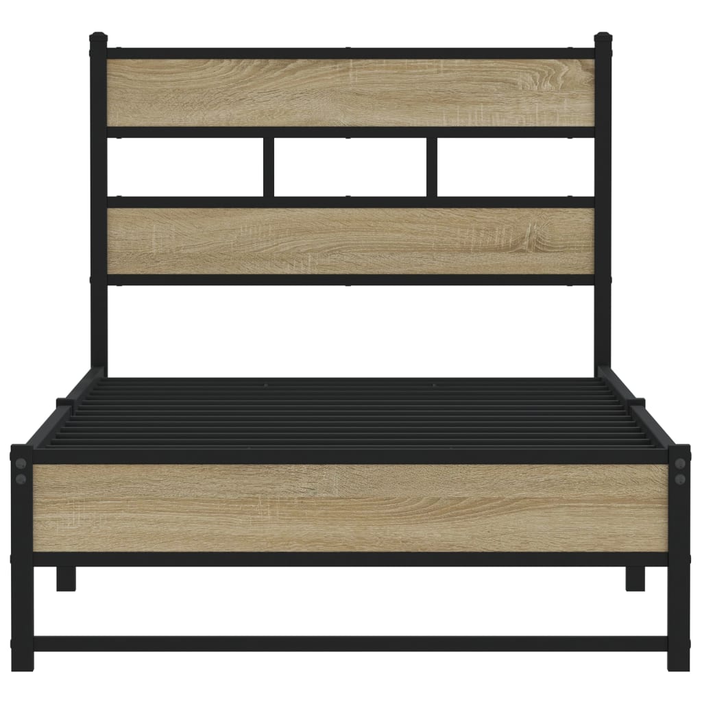 Bedframe zonder matras metaal sonoma eikenkleurig 90x190 cm