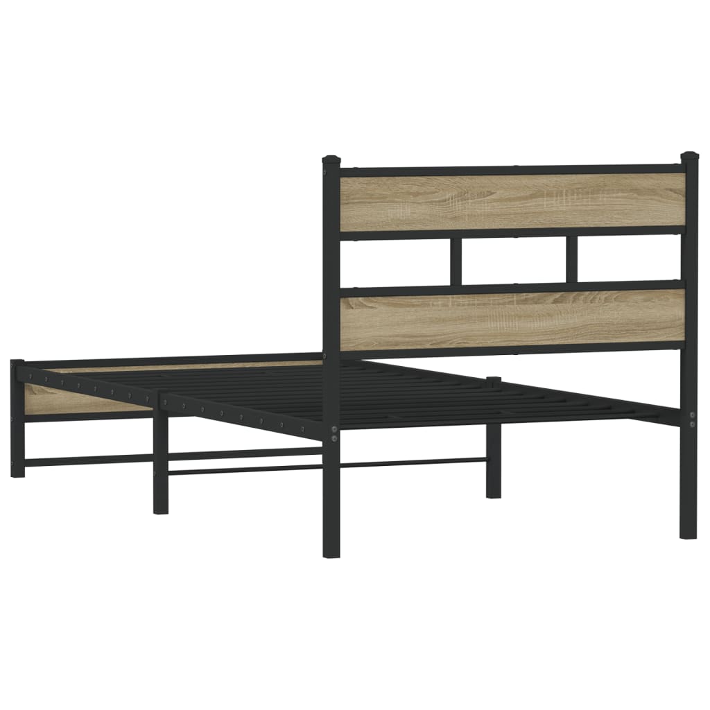 Bedframe zonder matras metaal sonoma eikenkleurig 90x190 cm