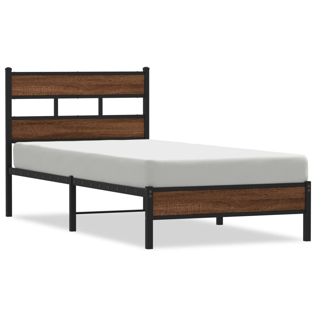 Bedframe zonder matras bewerkt hout bruin eikenkleur 90x190 cm