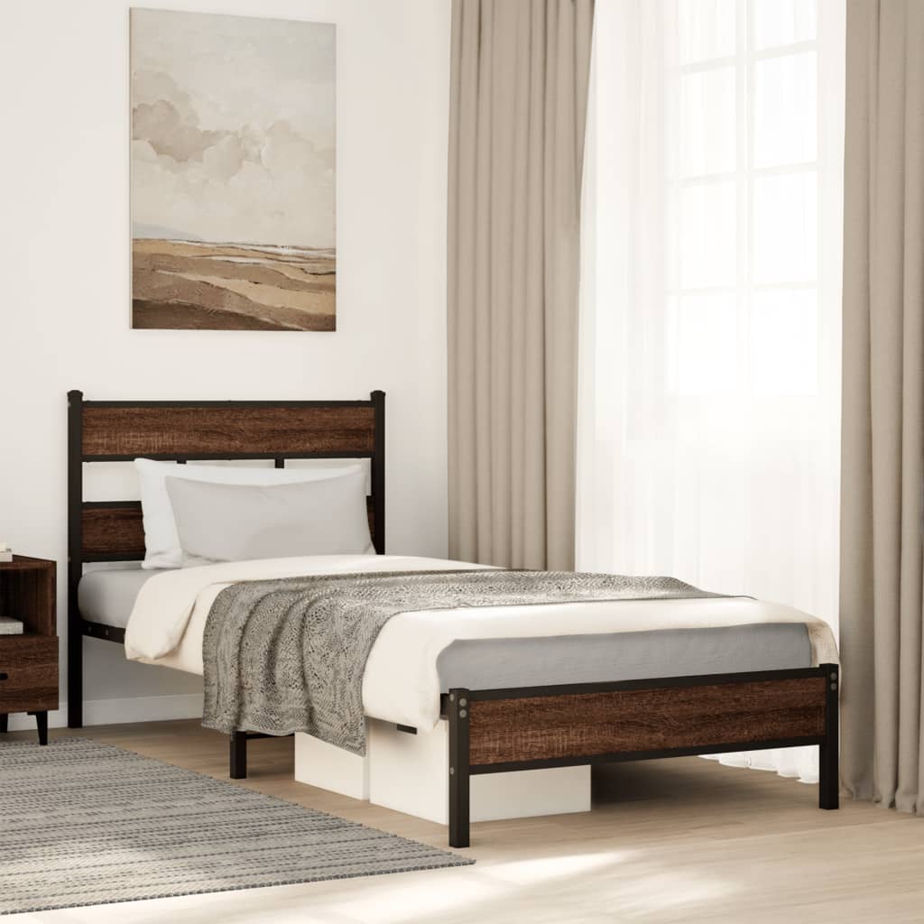 Bedframe zonder matras bewerkt hout bruin eikenkleur 90x190 cm