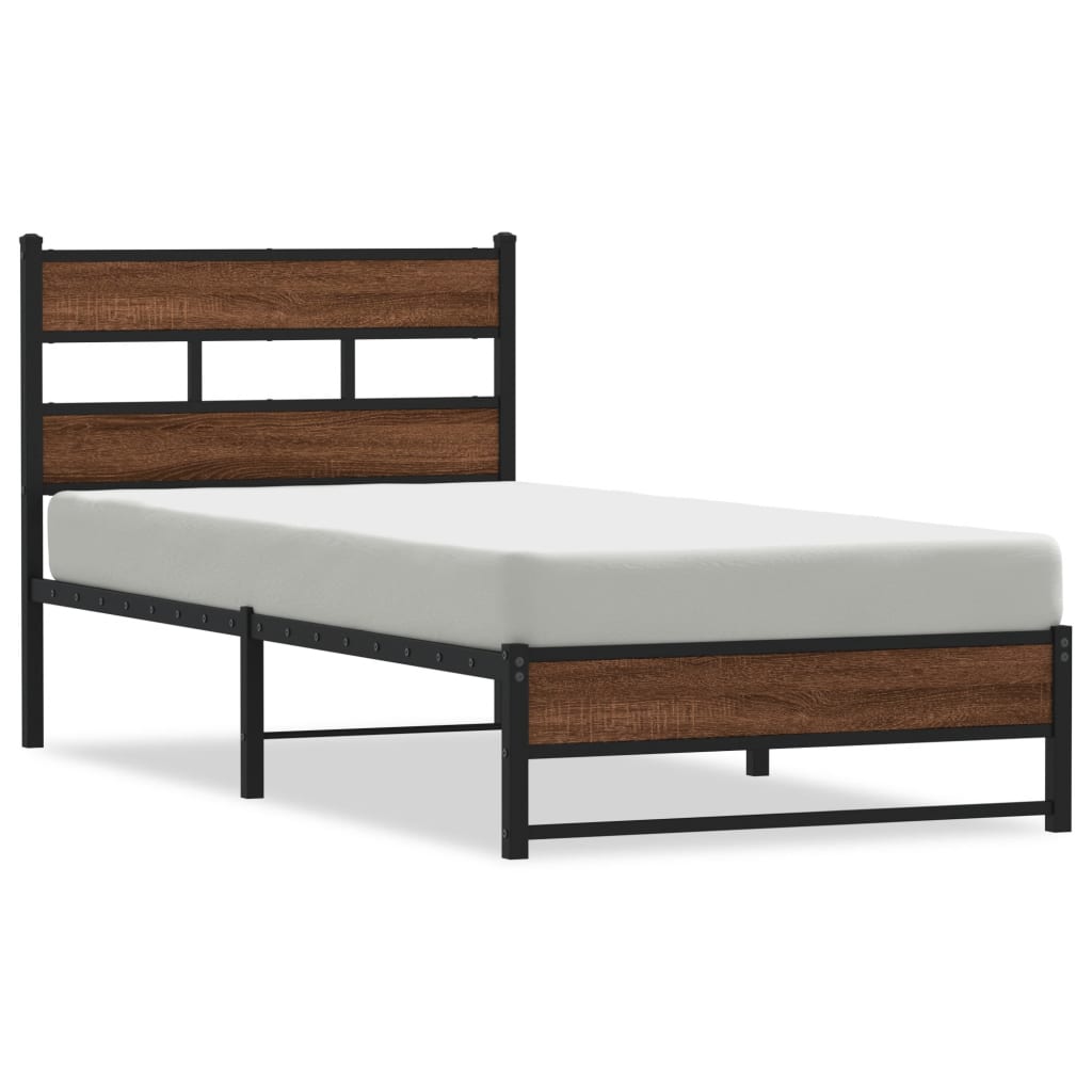 Bedframe zonder matras metaal bruin eikenkleurig 90x190 cm