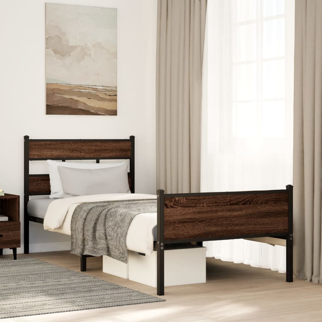 Bedframe zonder matras bewerkt hout bruin eikenkleur 90x190 cm