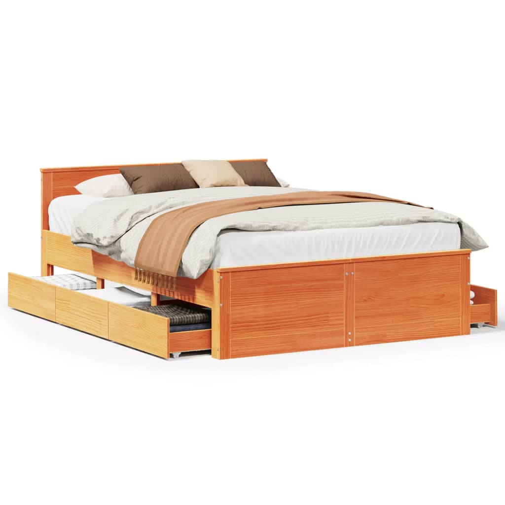 Bedframe zonder matras met hoofdbord hout wasbruin 160x200 cm Bedden & bedframes | Creëer jouw Trendy Thuis | Gratis bezorgd & Retour | Trendy.nl