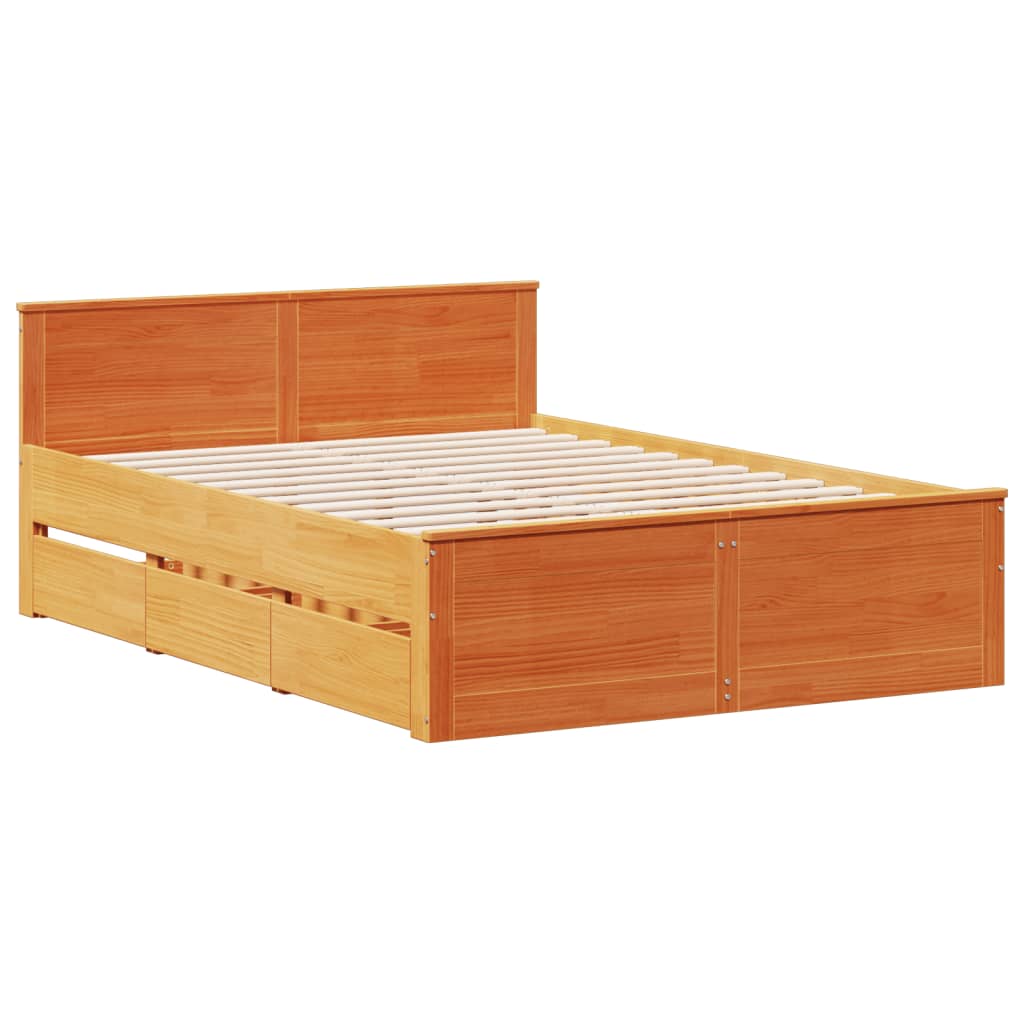 Bedframe zonder matras met hoofdbord hout wasbruin 160x200 cm Bedden & bedframes | Creëer jouw Trendy Thuis | Gratis bezorgd & Retour | Trendy.nl