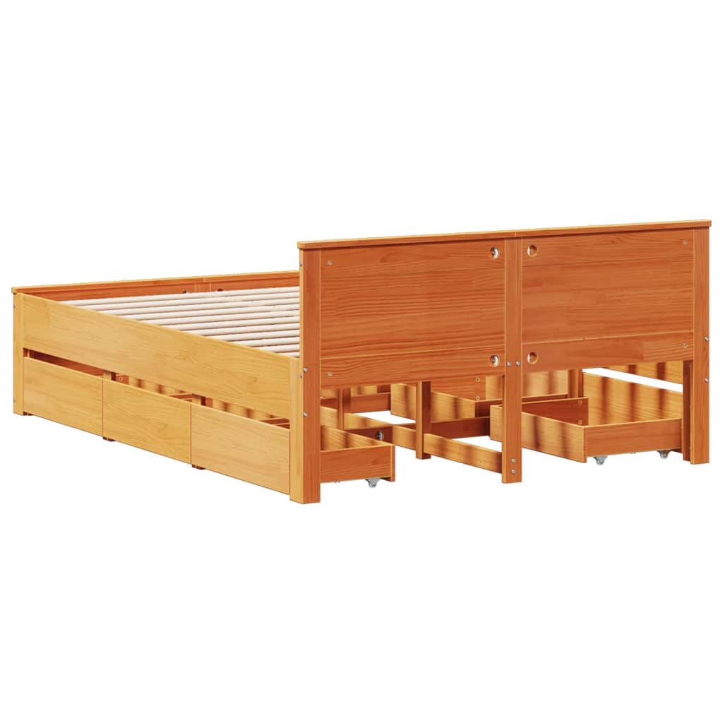 Bedframe zonder matras met hoofdbord hout wasbruin 160x200 cm Bedden & bedframes | Creëer jouw Trendy Thuis | Gratis bezorgd & Retour | Trendy.nl