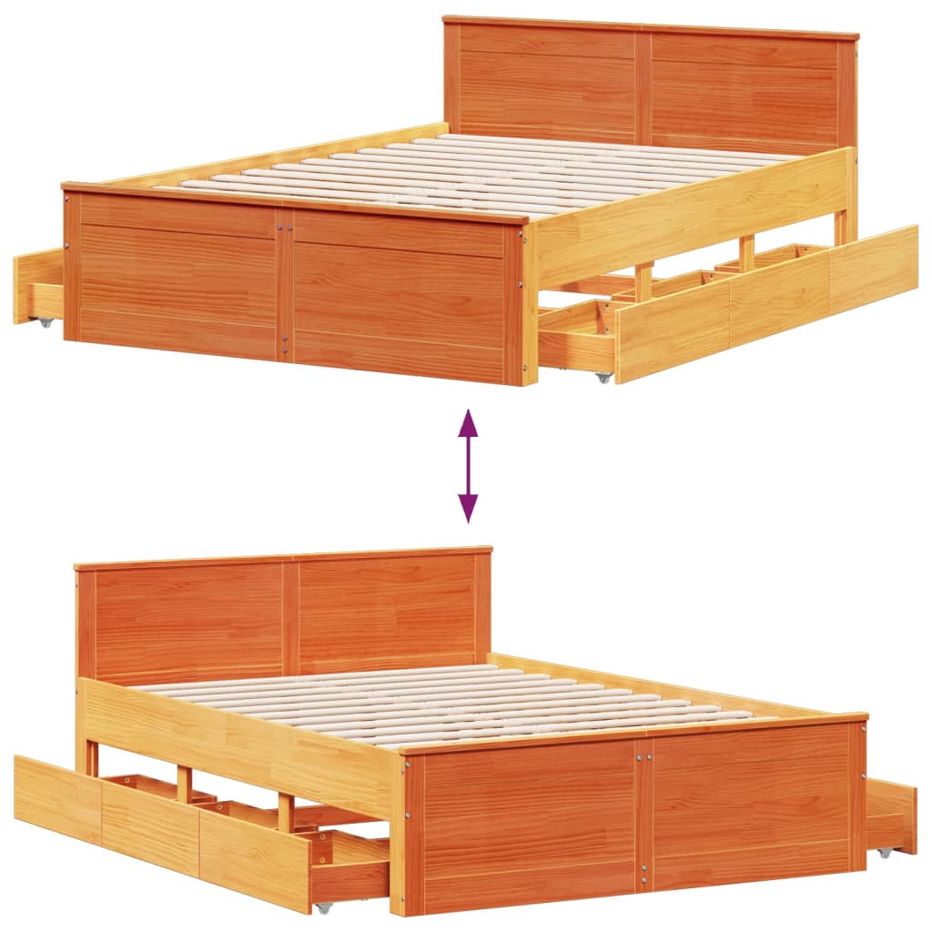 Bedframe zonder matras met hoofdbord hout wasbruin 160x200 cm Bedden & bedframes | Creëer jouw Trendy Thuis | Gratis bezorgd & Retour | Trendy.nl