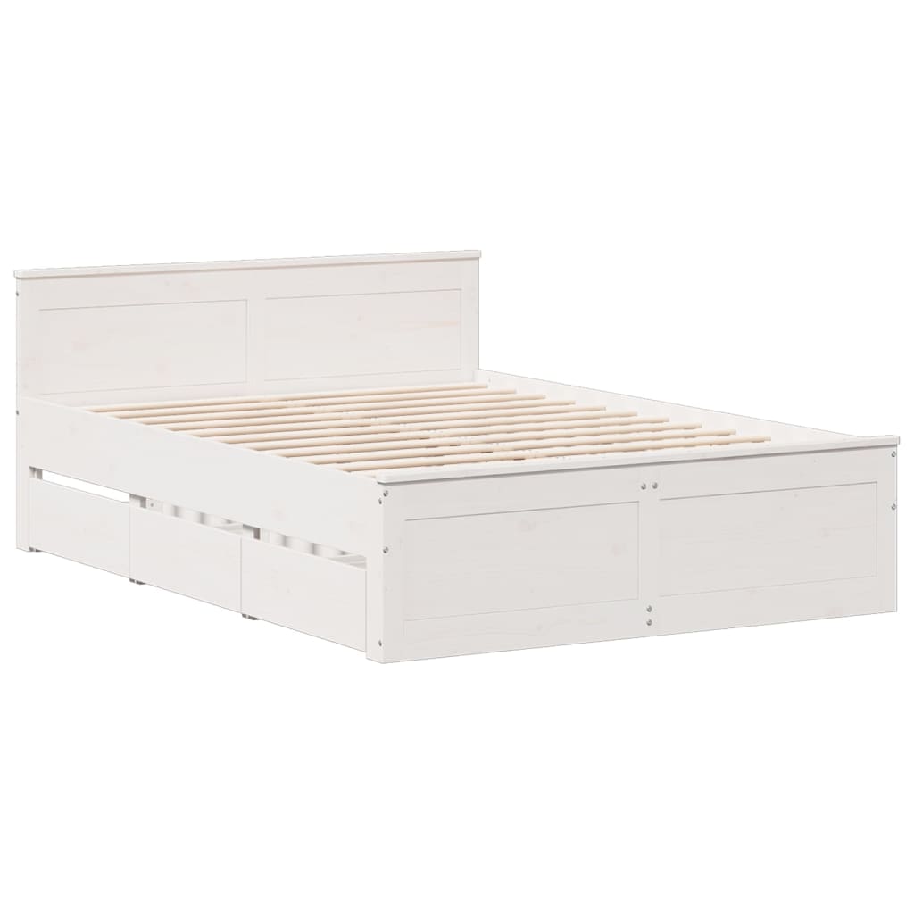 Bedframe zonder matras met hoofdbord grenenhout wit 150x200 cm Bedden & bedframes | Creëer jouw Trendy Thuis | Gratis bezorgd & Retour | Trendy.nl