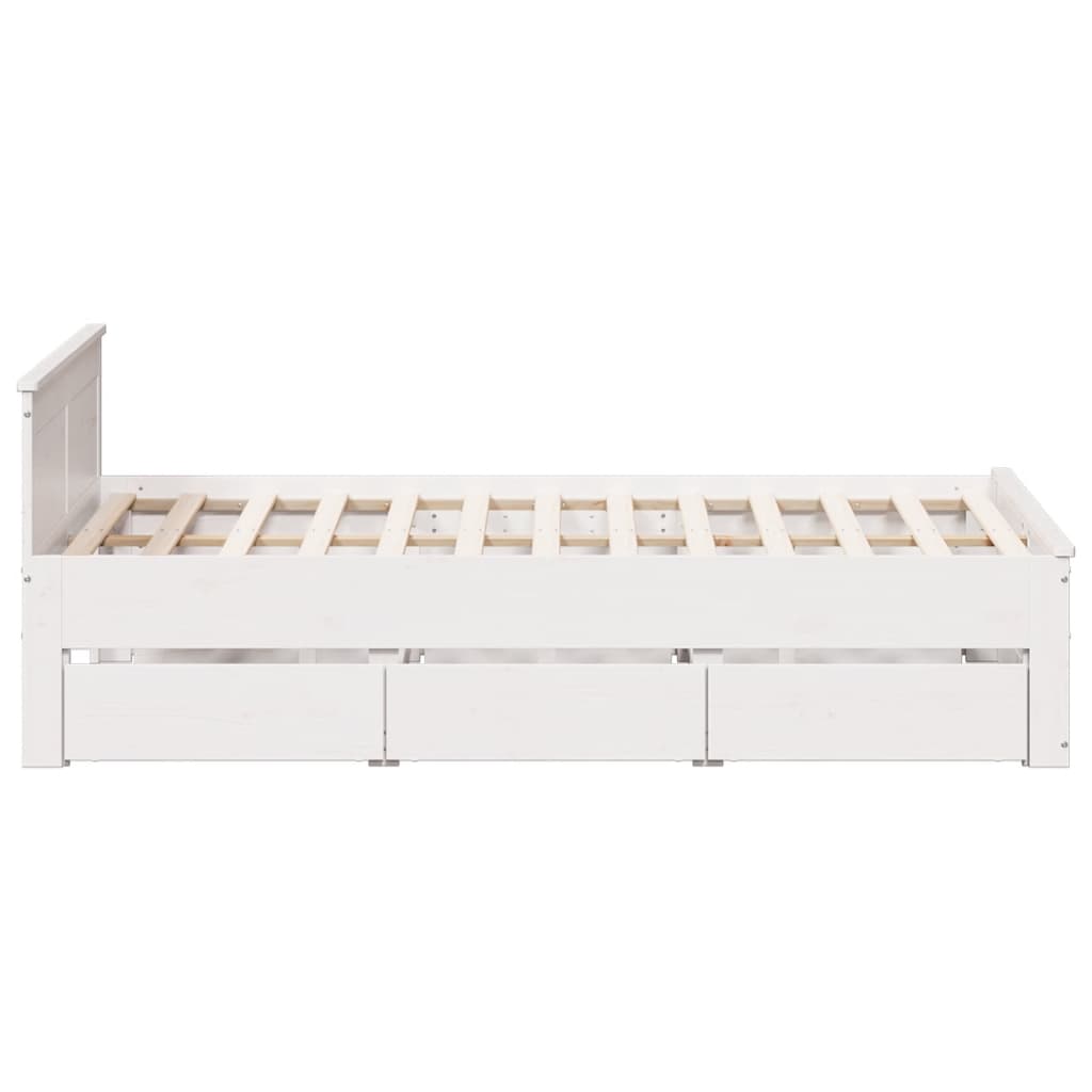 Bedframe zonder matras met hoofdbord grenenhout wit 150x200 cm Bedden & bedframes | Creëer jouw Trendy Thuis | Gratis bezorgd & Retour | Trendy.nl