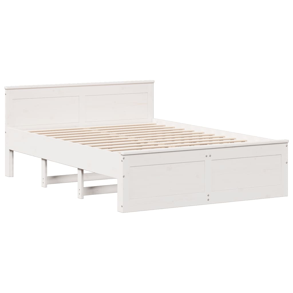 Bedframe zonder matras met hoofdbord grenenhout wit 150x200 cm Bedden & bedframes | Creëer jouw Trendy Thuis | Gratis bezorgd & Retour | Trendy.nl