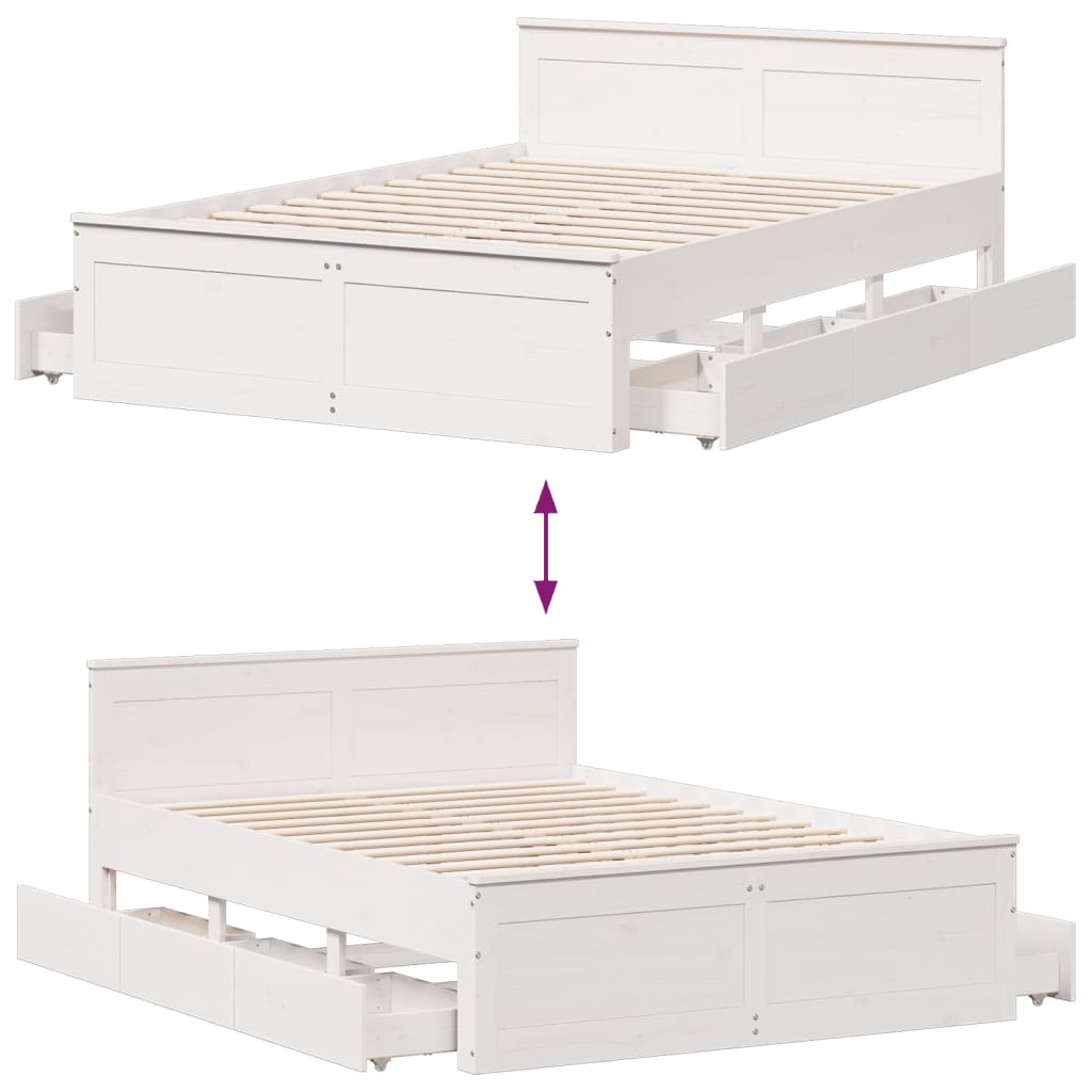 Bedframe zonder matras met hoofdbord grenenhout wit 150x200 cm Bedden & bedframes | Creëer jouw Trendy Thuis | Gratis bezorgd & Retour | Trendy.nl