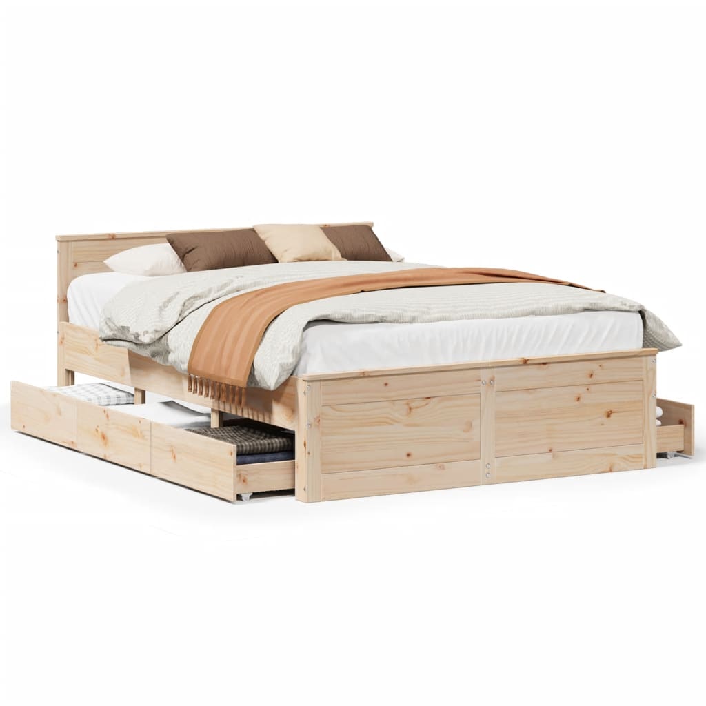 Bedframe zonder matras met hoofdbord grenenhout 140x200 cm Bedden & bedframes | Creëer jouw Trendy Thuis | Gratis bezorgd & Retour | Trendy.nl