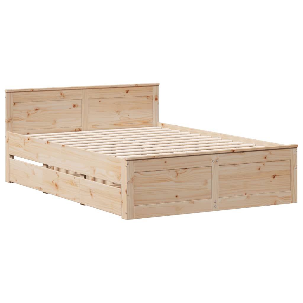 Bedframe zonder matras met hoofdbord grenenhout 140x200 cm Bedden & bedframes | Creëer jouw Trendy Thuis | Gratis bezorgd & Retour | Trendy.nl