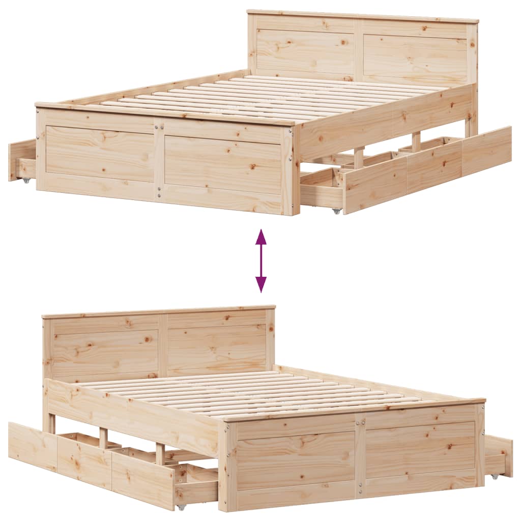 Bedframe zonder matras met hoofdbord grenenhout 140x200 cm Bedden & bedframes | Creëer jouw Trendy Thuis | Gratis bezorgd & Retour | Trendy.nl