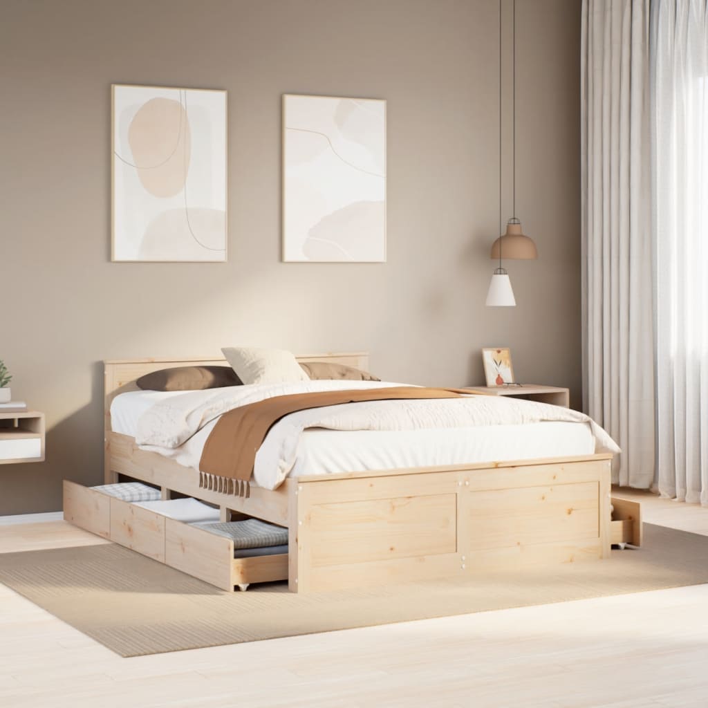 Bedframe zonder matras met hoofdbord grenenhout 140x200 cm Bedden & bedframes | Creëer jouw Trendy Thuis | Gratis bezorgd & Retour | Trendy.nl