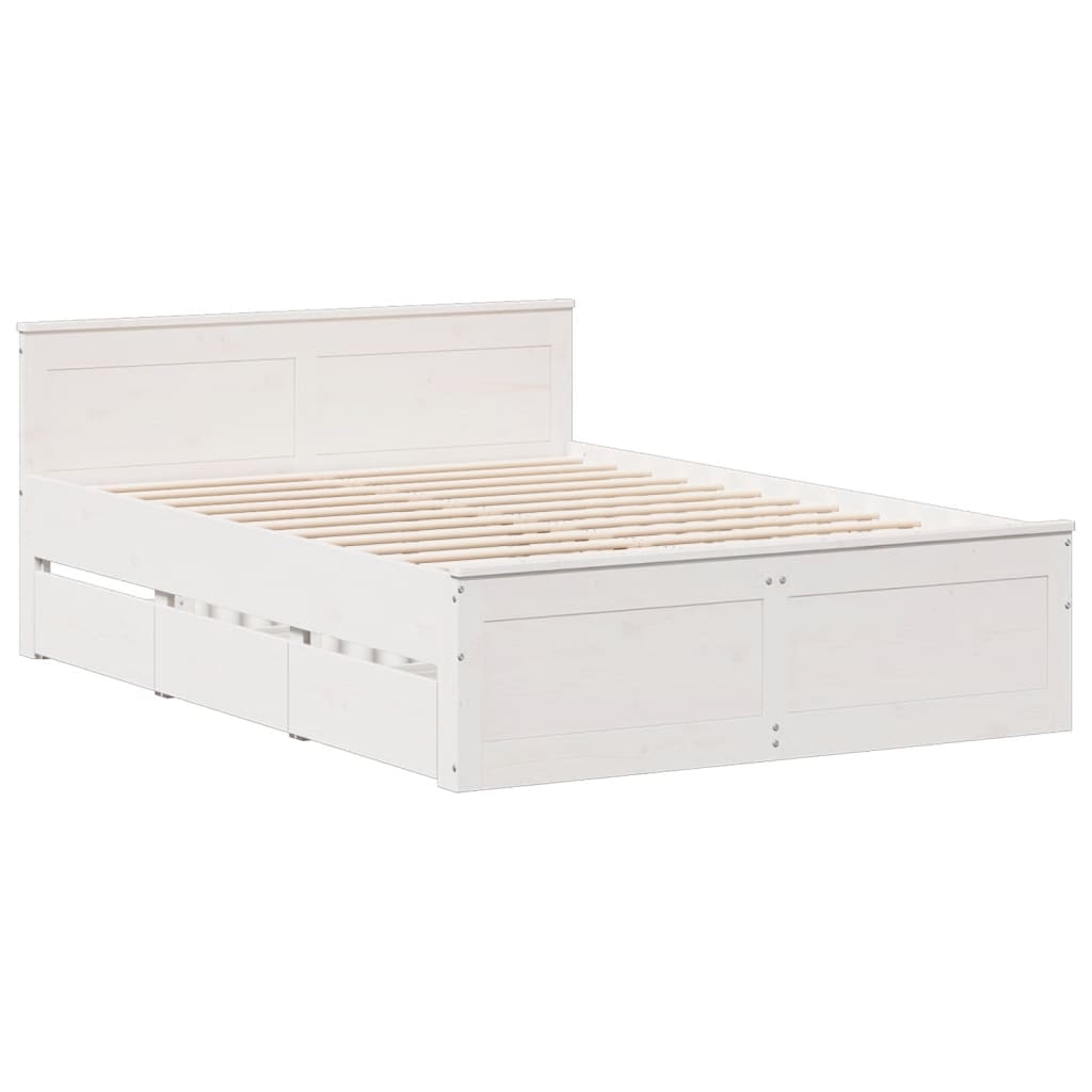 Bedframe zonder matras met hoofdbord grenenhout wit 140x200 cm Bedden & bedframes | Creëer jouw Trendy Thuis | Gratis bezorgd & Retour | Trendy.nl