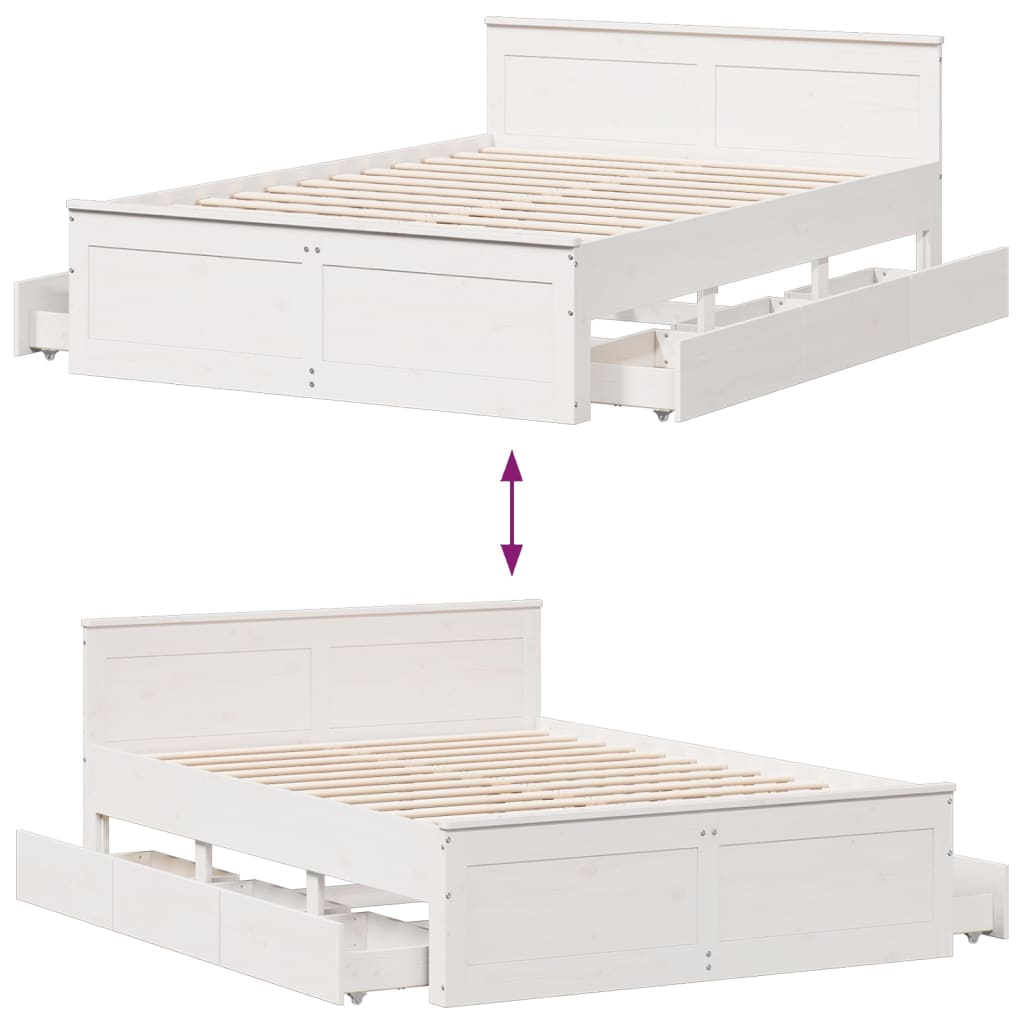 Bedframe zonder matras met hoofdbord grenenhout wit 140x200 cm Bedden & bedframes | Creëer jouw Trendy Thuis | Gratis bezorgd & Retour | Trendy.nl