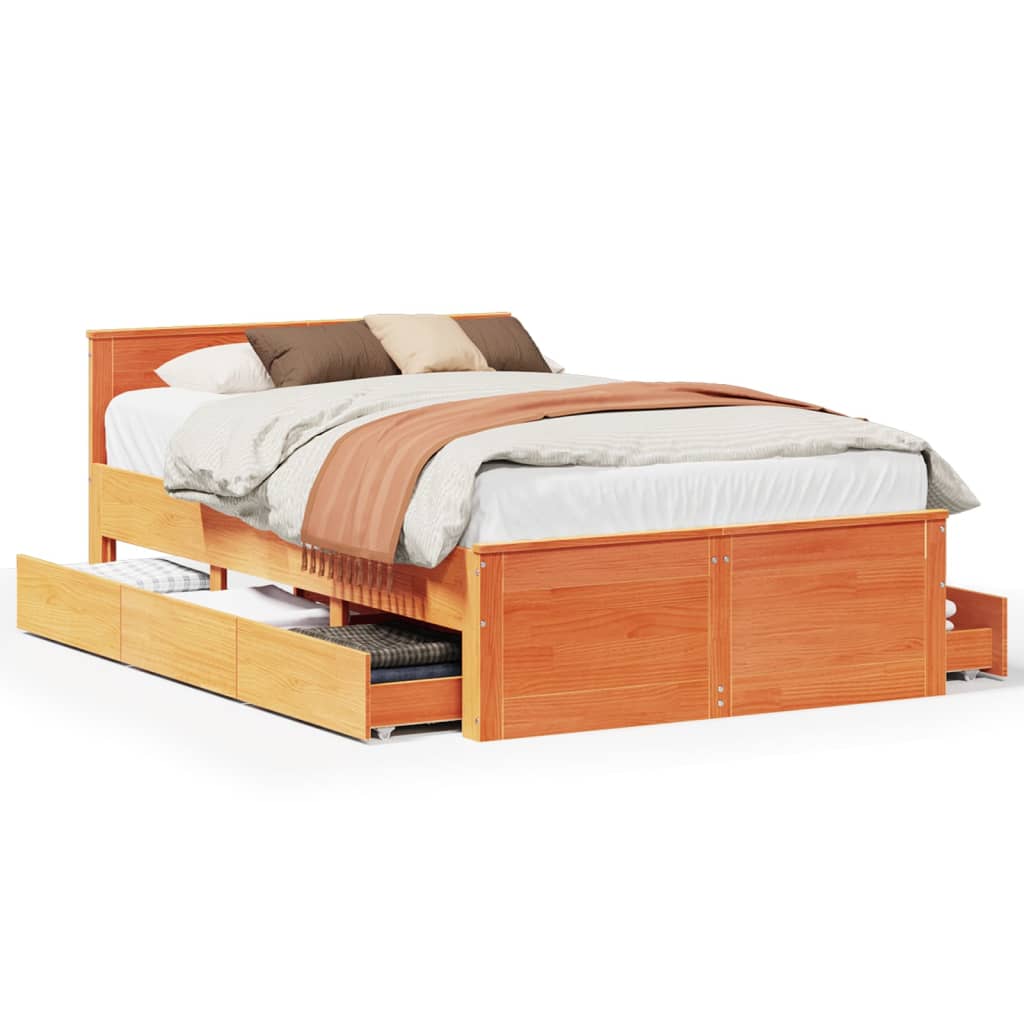 Bedframe zonder matras met hoofdbord hout wasbruin 120x200 cm Bedden & bedframes | Creëer jouw Trendy Thuis | Gratis bezorgd & Retour | Trendy.nl