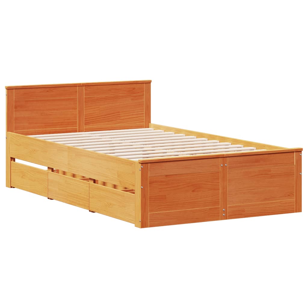 Bedframe zonder matras met hoofdbord hout wasbruin 120x200 cm Bedden & bedframes | Creëer jouw Trendy Thuis | Gratis bezorgd & Retour | Trendy.nl