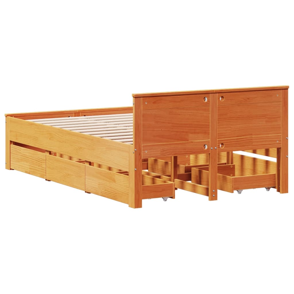 Bedframe zonder matras met hoofdbord hout wasbruin 120x200 cm Bedden & bedframes | Creëer jouw Trendy Thuis | Gratis bezorgd & Retour | Trendy.nl