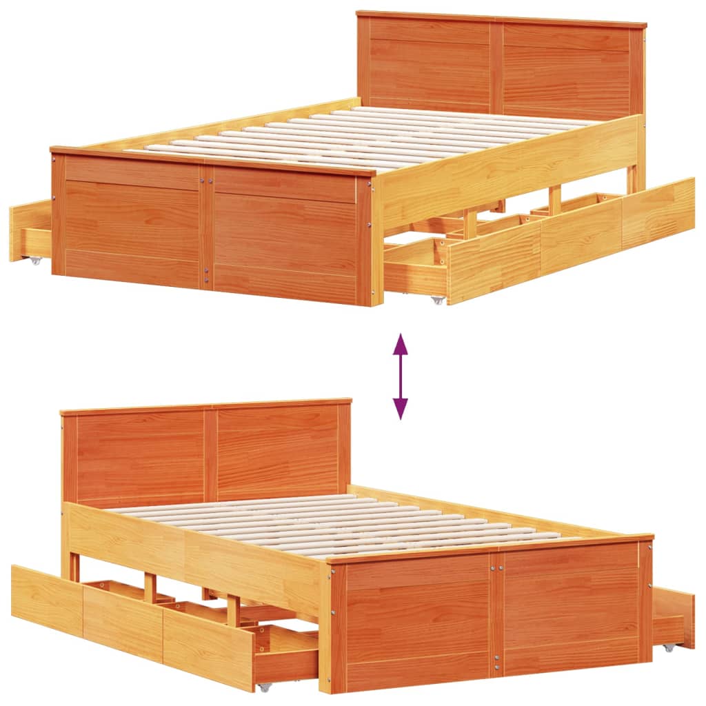 Bedframe zonder matras met hoofdbord hout wasbruin 120x200 cm Bedden & bedframes | Creëer jouw Trendy Thuis | Gratis bezorgd & Retour | Trendy.nl