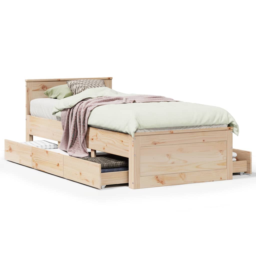 Bedframe zonder matras met hoofdbord grenenhout 90x200 cm Bedden & bedframes | Creëer jouw Trendy Thuis | Gratis bezorgd & Retour | Trendy.nl