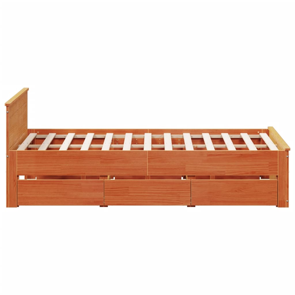 Bedframe zonder matras met hoofdbord hout wasbruin 140x190 cm Bedden & bedframes | Creëer jouw Trendy Thuis | Gratis bezorgd & Retour | Trendy.nl