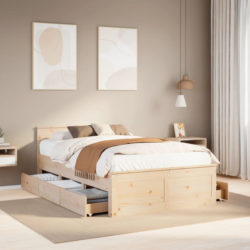 Bedframe zonder matras met hoofdbord grenenhout 135x190 cm Bedden & bedframes | Creëer jouw Trendy Thuis | Gratis bezorgd & Retour | Trendy.nl