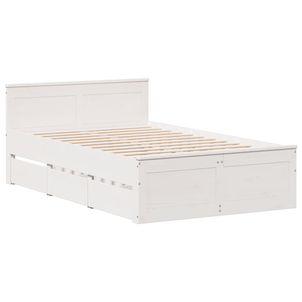 Bedframe zonder matras met hoofdbord grenenhout wit 135x190 cm Bedden & bedframes | Creëer jouw Trendy Thuis | Gratis bezorgd & Retour | Trendy.nl