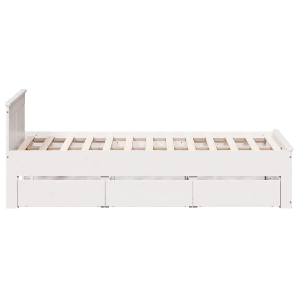 Bedframe zonder matras met hoofdbord grenenhout wit 135x190 cm Bedden & bedframes | Creëer jouw Trendy Thuis | Gratis bezorgd & Retour | Trendy.nl