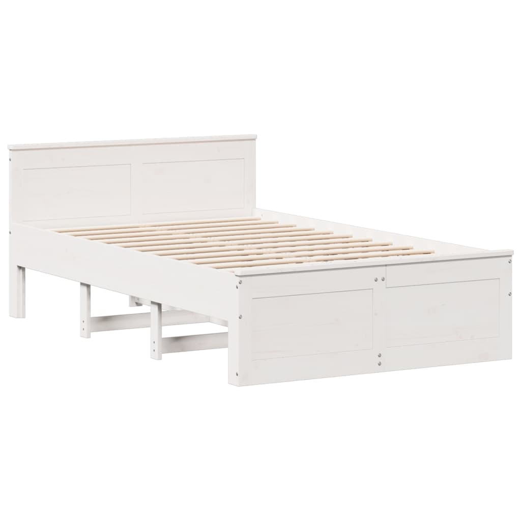 Bedframe zonder matras met hoofdbord grenenhout wit 135x190 cm Bedden & bedframes | Creëer jouw Trendy Thuis | Gratis bezorgd & Retour | Trendy.nl