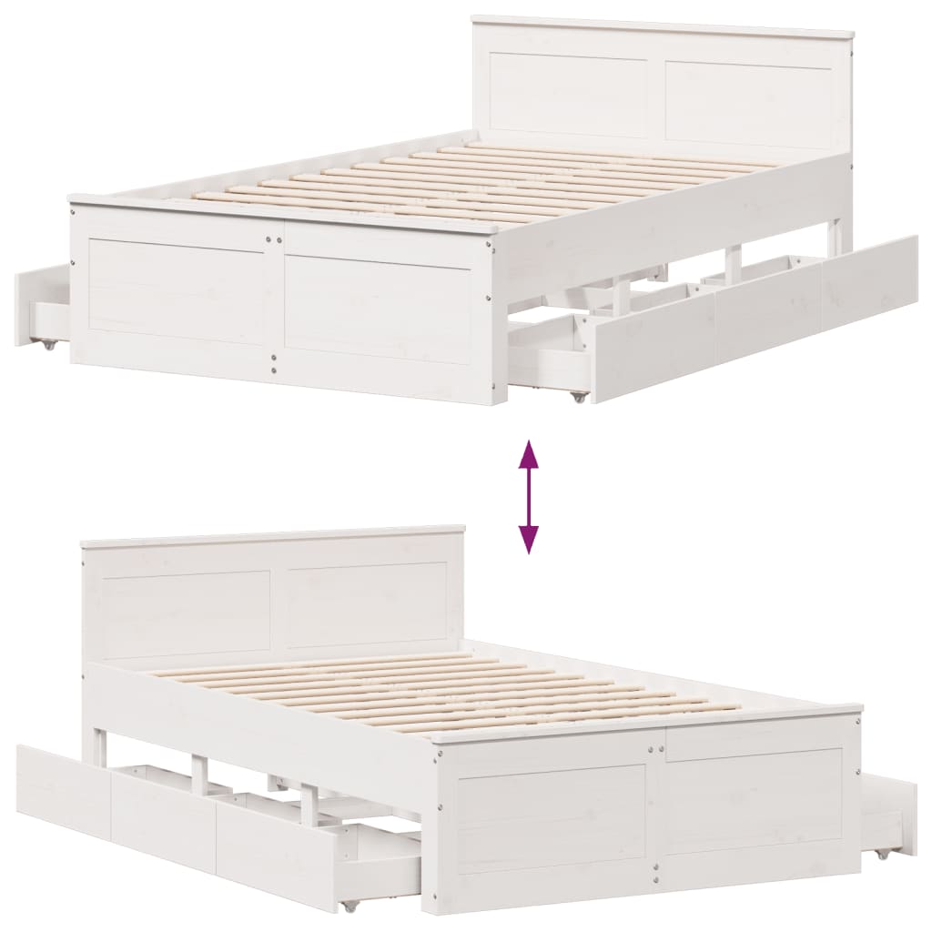 Bedframe zonder matras met hoofdbord grenenhout wit 135x190 cm Bedden & bedframes | Creëer jouw Trendy Thuis | Gratis bezorgd & Retour | Trendy.nl