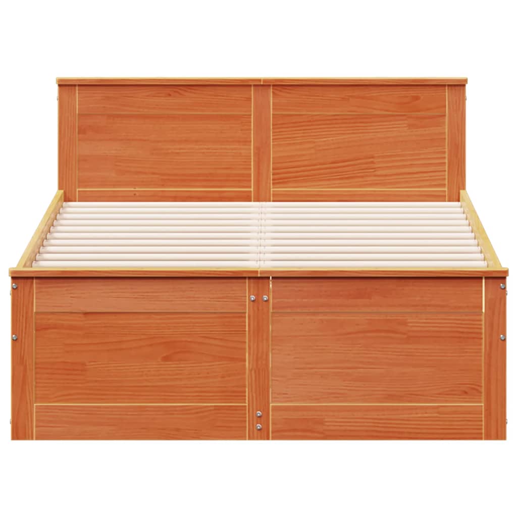 Bedframe zonder matras met hoofdbord hout wasbruin 135x190 cm Bedden & bedframes | Creëer jouw Trendy Thuis | Gratis bezorgd & Retour | Trendy.nl