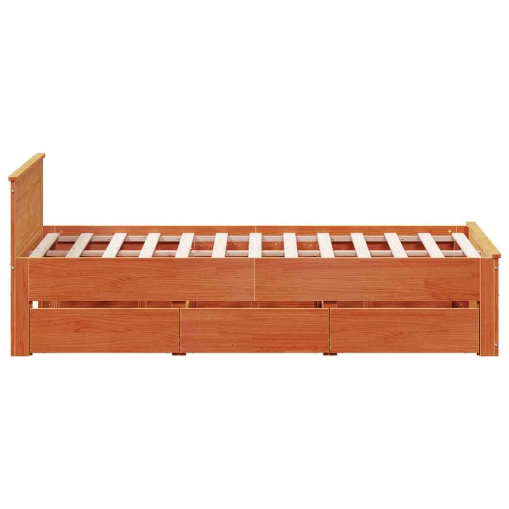 Bedframe zonder matras met hoofdbord hout wasbruin 120x190 cm Bedden & bedframes | Creëer jouw Trendy Thuis | Gratis bezorgd & Retour | Trendy.nl