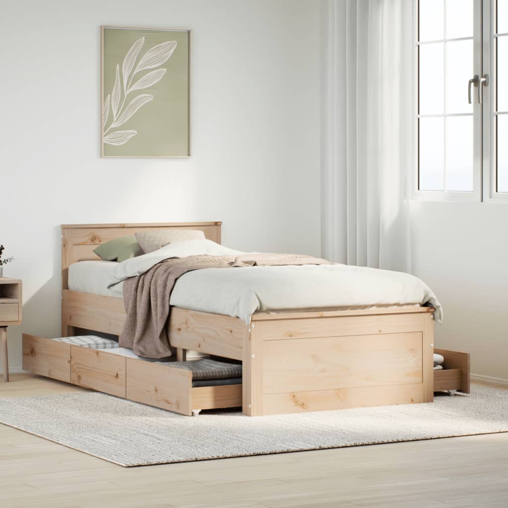 Bedframe zonder matras met hoofdbord grenenhout 90x190 cm Bedden & bedframes | Creëer jouw Trendy Thuis | Gratis bezorgd & Retour | Trendy.nl