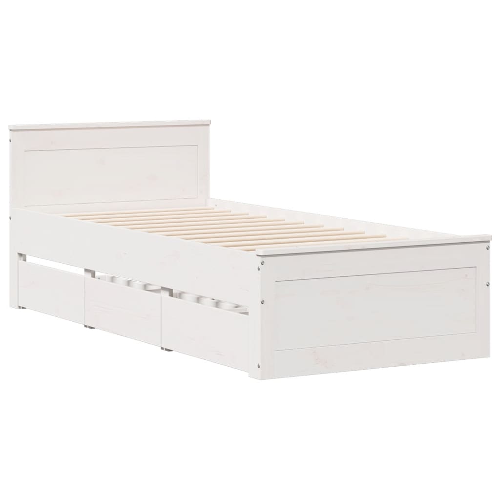 Bedframe met hoofdbord zonder matras grenenhout wit 90x190 cm Bedden & bedframes | Creëer jouw Trendy Thuis | Gratis bezorgd & Retour | Trendy.nl