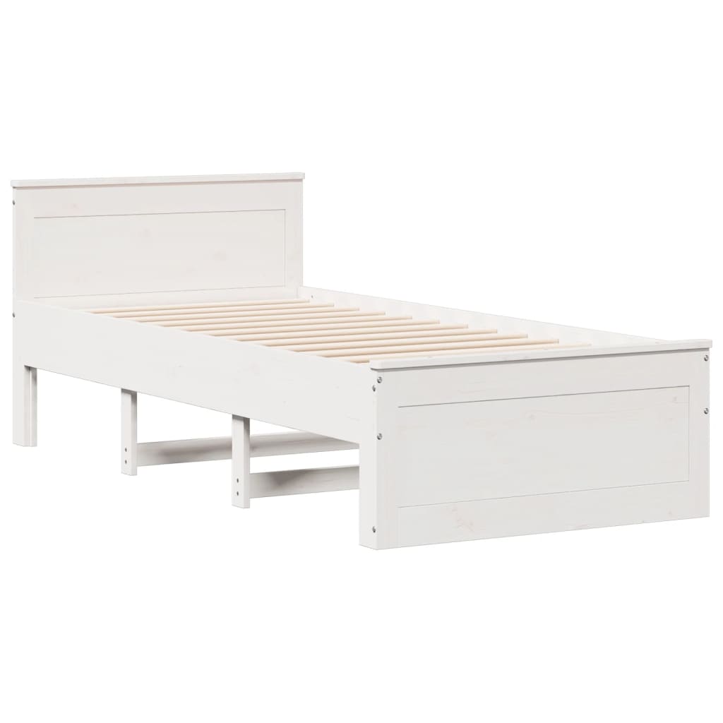 Bedframe met hoofdbord zonder matras grenenhout wit 90x190 cm Bedden & bedframes | Creëer jouw Trendy Thuis | Gratis bezorgd & Retour | Trendy.nl