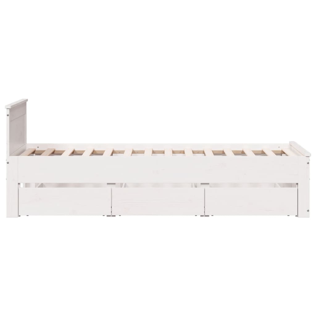 Bedframe met hoofdbord zonder matras grenenhout wit 90x190 cm Bedden & bedframes | Creëer jouw Trendy Thuis | Gratis bezorgd & Retour | Trendy.nl