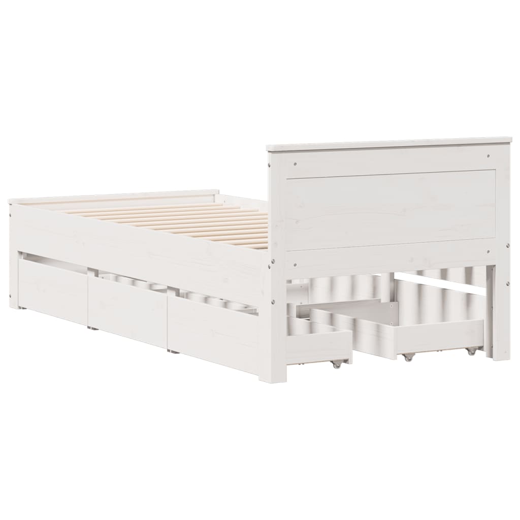 Bedframe met hoofdbord zonder matras grenenhout wit 90x190 cm Bedden & bedframes | Creëer jouw Trendy Thuis | Gratis bezorgd & Retour | Trendy.nl