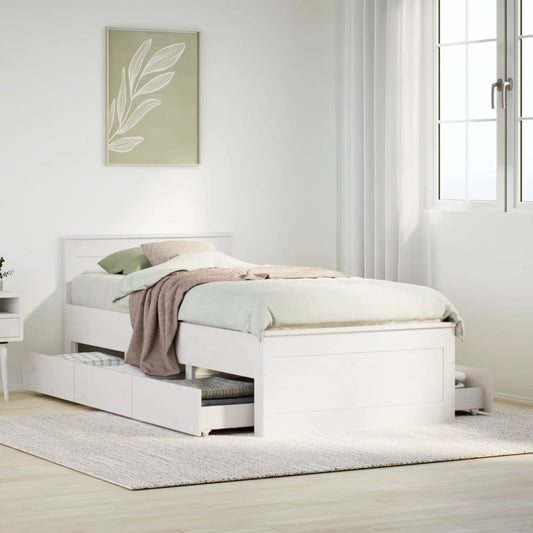 Bedframe met hoofdbord zonder matras grenenhout wit 90x190 cm Bedden & bedframes | Creëer jouw Trendy Thuis | Gratis bezorgd & Retour | Trendy.nl