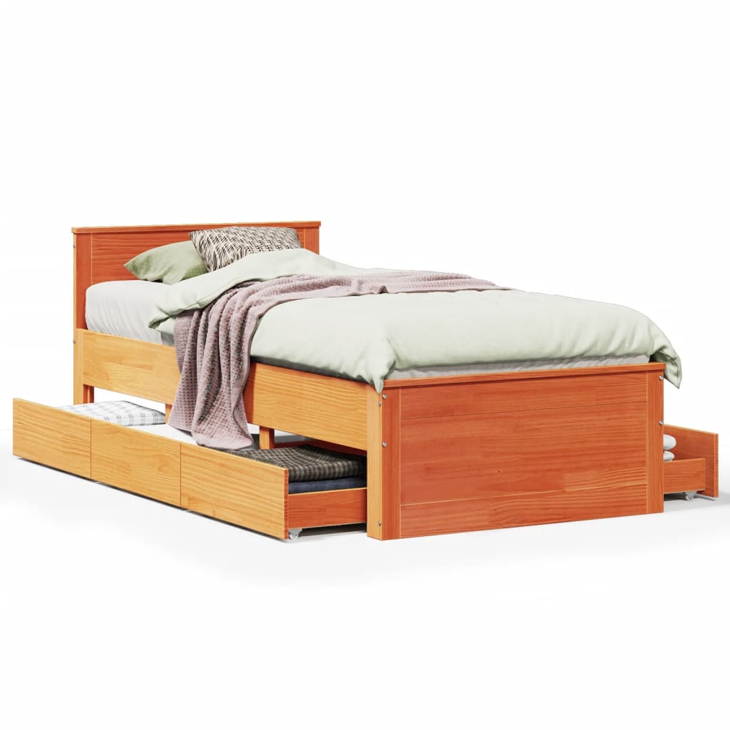 Bedframe met hoofdbord zonder matras hout wasbruin 90x190 cm Bedden & bedframes | Creëer jouw Trendy Thuis | Gratis bezorgd & Retour | Trendy.nl