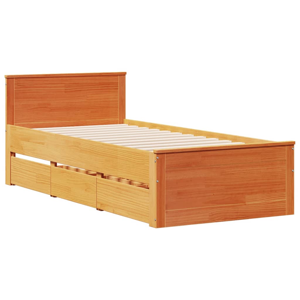 Bedframe met hoofdbord zonder matras hout wasbruin 90x190 cm Bedden & bedframes | Creëer jouw Trendy Thuis | Gratis bezorgd & Retour | Trendy.nl