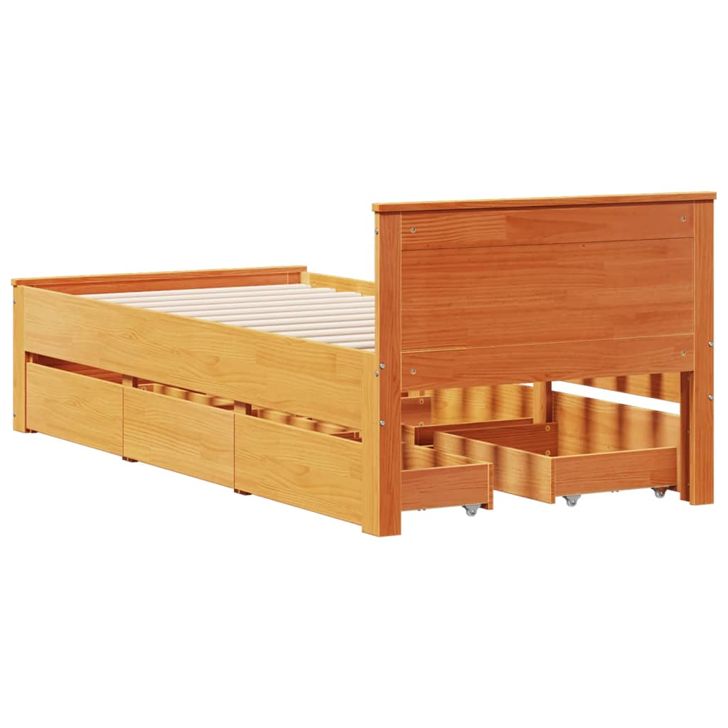 Bedframe met hoofdbord zonder matras hout wasbruin 90x190 cm Bedden & bedframes | Creëer jouw Trendy Thuis | Gratis bezorgd & Retour | Trendy.nl