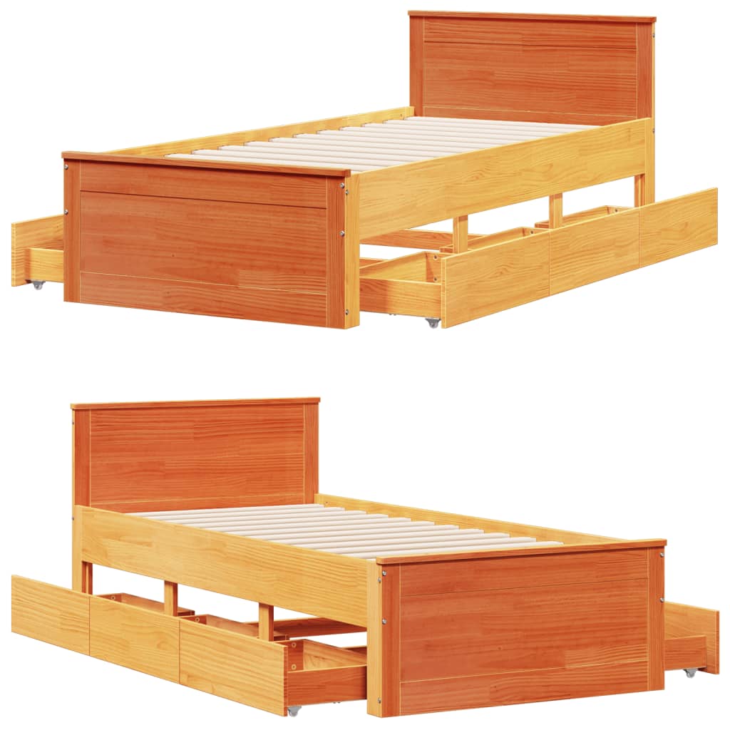 Bedframe met hoofdbord zonder matras hout wasbruin 90x190 cm Bedden & bedframes | Creëer jouw Trendy Thuis | Gratis bezorgd & Retour | Trendy.nl