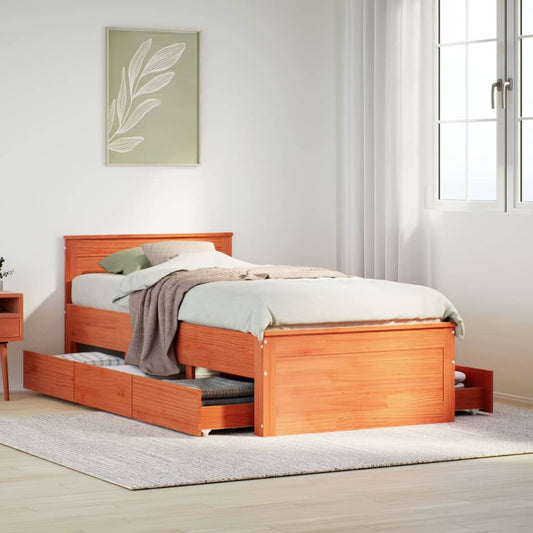 Bedframe met hoofdbord zonder matras hout wasbruin 90x190 cm Bedden & bedframes | Creëer jouw Trendy Thuis | Gratis bezorgd & Retour | Trendy.nl