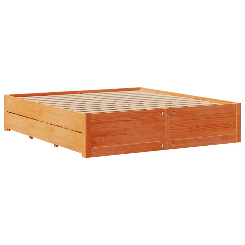 Bedframe zonder matras met lades grenenhout wasbruin 200x200 cm Bedden & bedframes | Creëer jouw Trendy Thuis | Gratis bezorgd & Retour | Trendy.nl