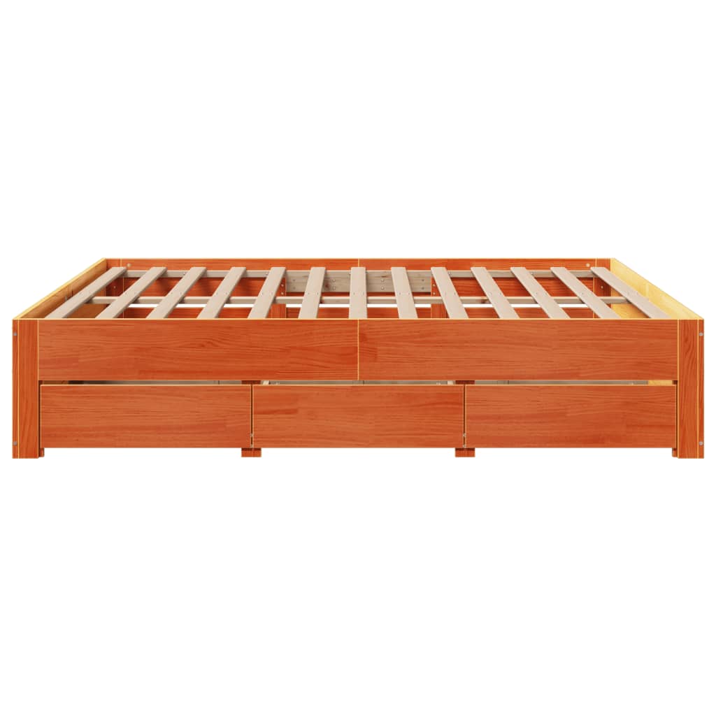 Bedframe zonder matras met lades grenenhout wasbruin 200x200 cm Bedden & bedframes | Creëer jouw Trendy Thuis | Gratis bezorgd & Retour | Trendy.nl