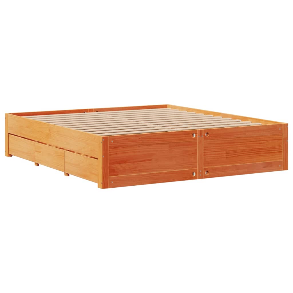 Bedframe zonder matras met lades grenenhout wasbruin 180x200 cm Bedden & bedframes | Creëer jouw Trendy Thuis | Gratis bezorgd & Retour | Trendy.nl