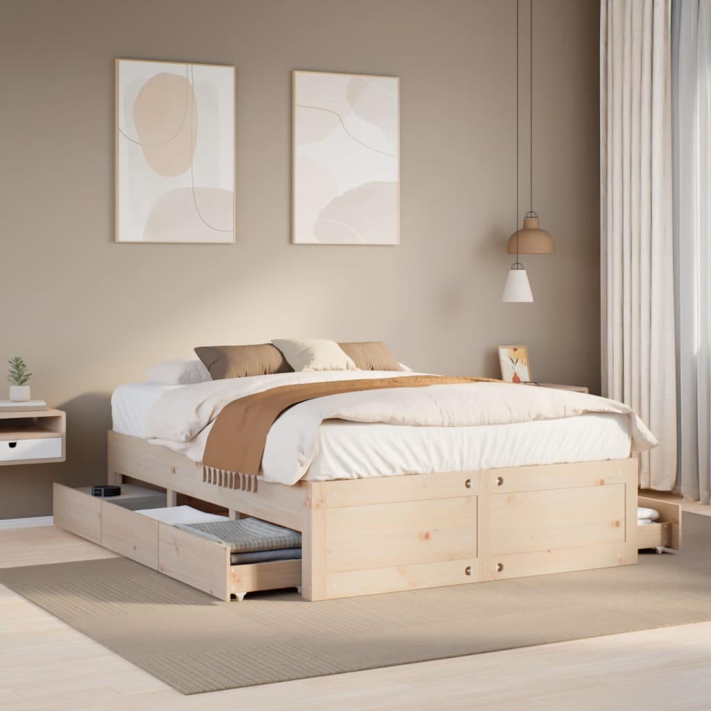 Bedframe zonder matras met lades massief grenenhout 160x200 cm Bedden & bedframes | Creëer jouw Trendy Thuis | Gratis bezorgd & Retour | Trendy.nl